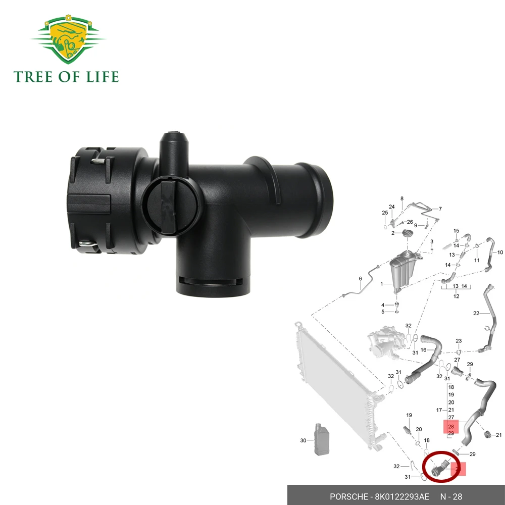 New Radiator Coolant Hose Flange Connector 95B121109F For New PORSCHE MACAN 95B 2.0L 2014-2023 Quick Acting Coupling 95B121109J