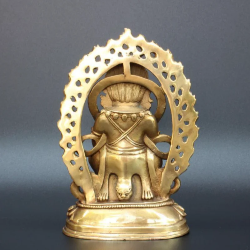 Antique Copper Mahakala Wealth God Statue - Esoteric Buddhist Home Decor, Oriental Protection & Fortune Display Feng Shui Craft