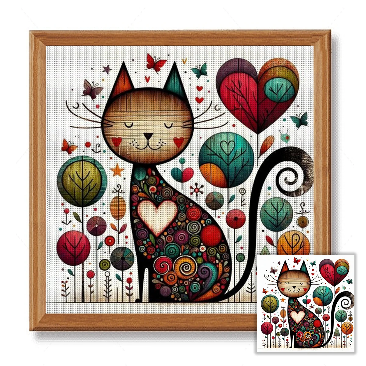 1 Set 40x40cm-15,7x15,7-Zoll 11CT/14CT bedruckter Stoff Kreuzstich DIY-Set, große Größe, Geschenkset – Detail 3