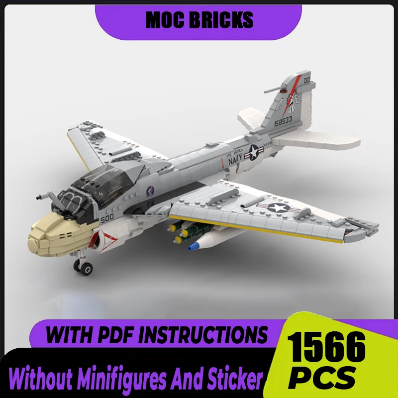 

Moc Building Blocks Military Series 1:35 Scale A-6E Intruder Model Technology Aircraft Bricks DIY Assembly Fighter Toy