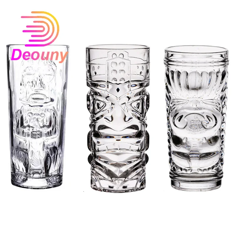 DEOUNY 400ML Tiki Mug Cocktail Cup Beer Beverage Mug Wine Mug Ceramic Easter Islander Hawaii Tiki Mugs Coffee Glass Barware