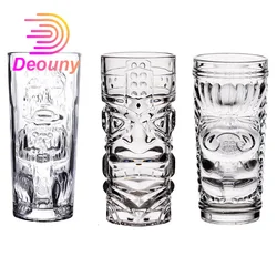 DEOUNY 400ML Tiki Mug Cocktail Cup Beer Beverage Mug Wine Mug Ceramic Easter Islander Hawaii Tiki Mugs Coffee Glass Barware