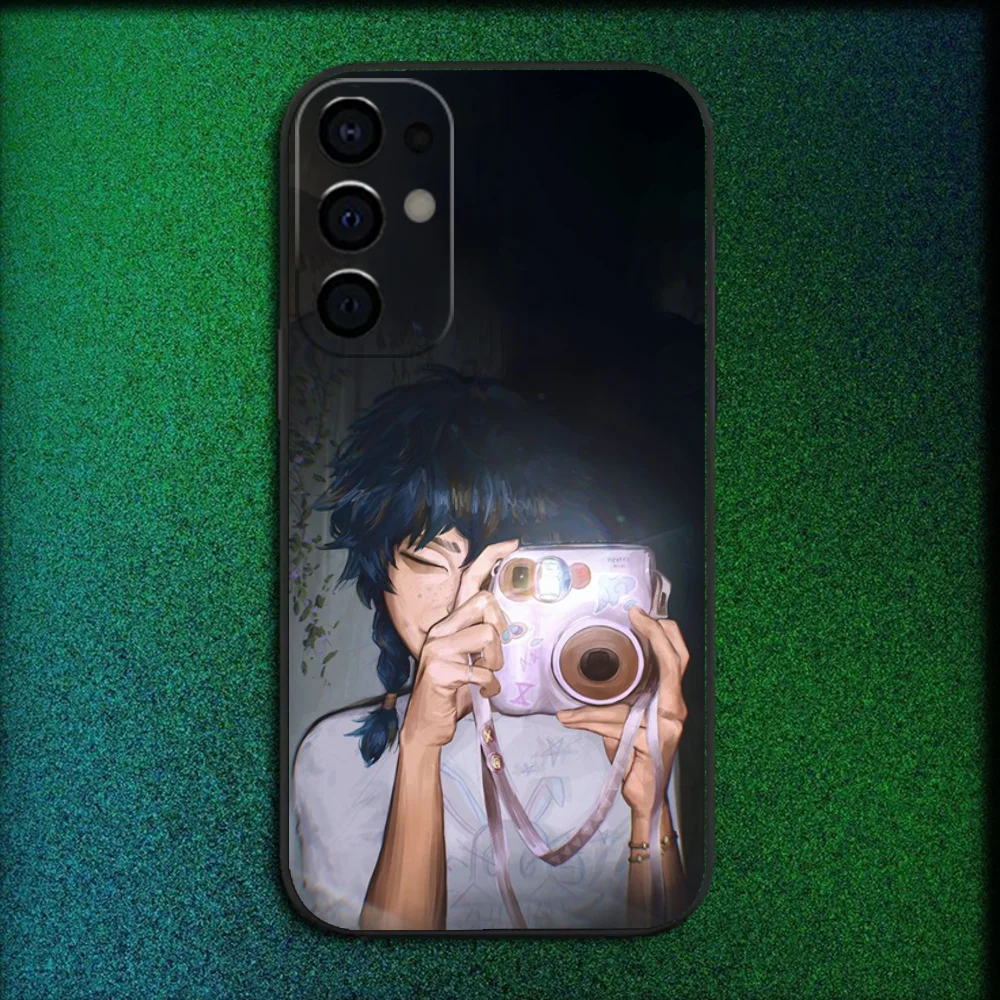 حافظة هاتف أنيمي إيشا غامضة لهاتف سامسونج S25، S24، S21، S22، S23، S30، Ultra، S20، Plus، Fe، Lite، Note، 10,9,5G غطاء أسود