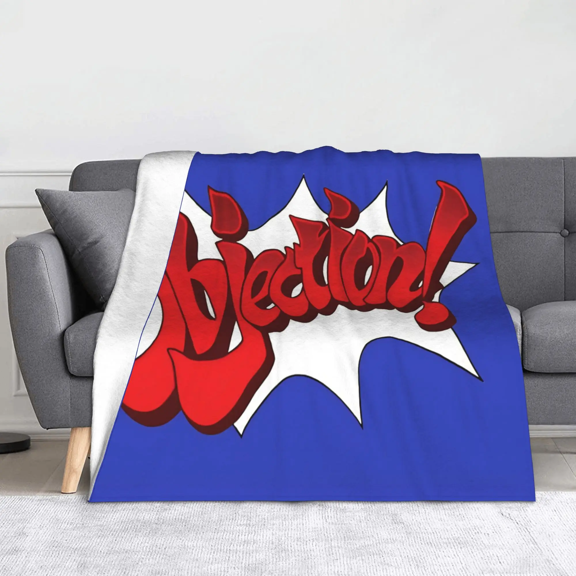 Objection Phoenix Wright Ace Attorney Flannel Blankets Gaming Throw Blanket for  Sofa Bedding Lounge 200x150cm Bedspreads