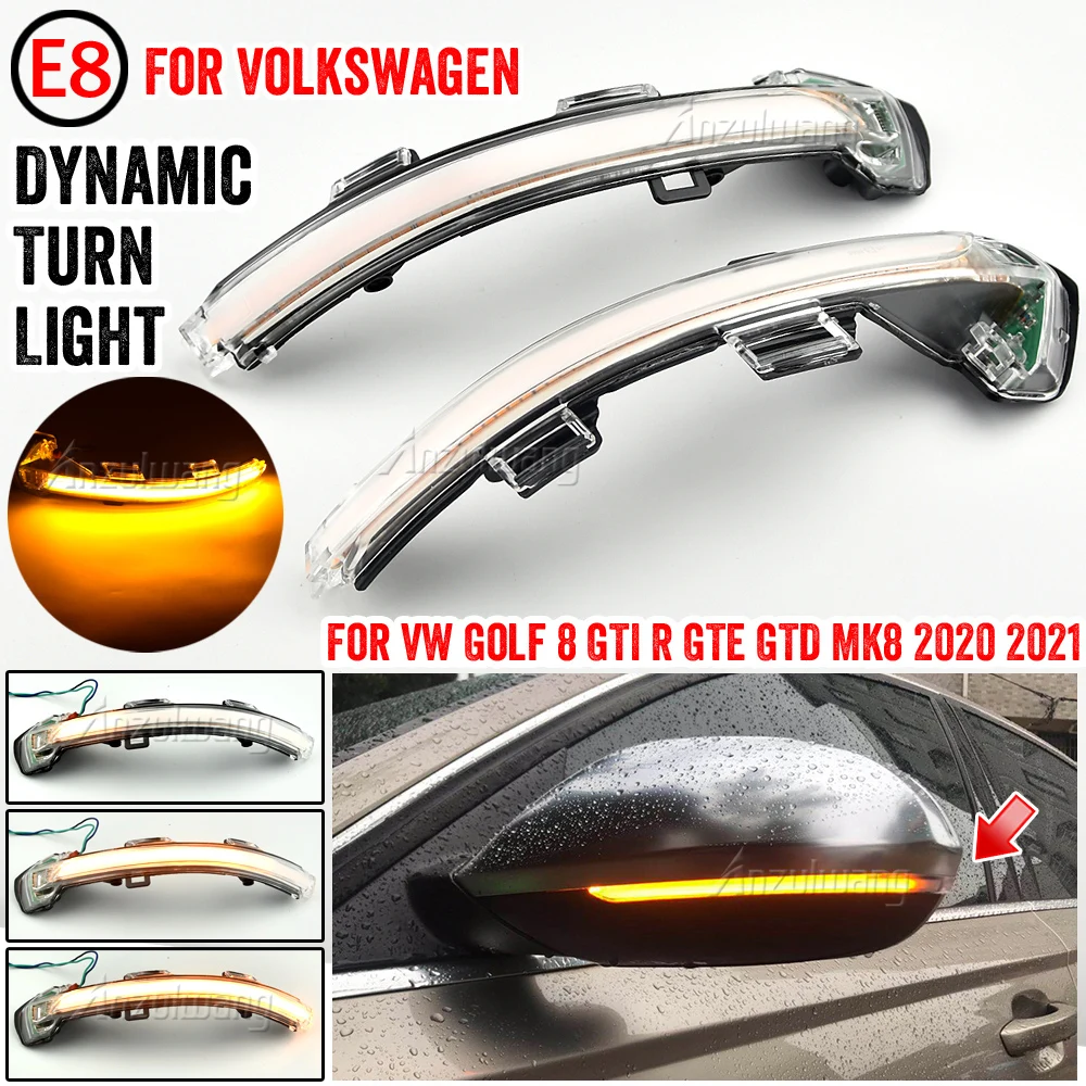 Sequential Flashing Mirror Lamp Dynamic Blinker LED Turn Signal Light For VW Volkswagen Golf 8 GTI R GTE GTD MK8 2020 2021