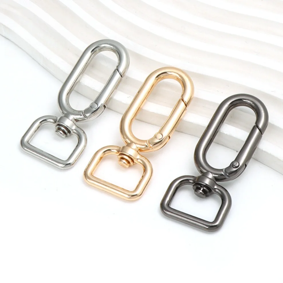 

10-25mm Oval O Ring Spring Clip Metal Buckles for Bag Charms Keychain Small Carabiner Webbing Strap Swivel Crochet Hook