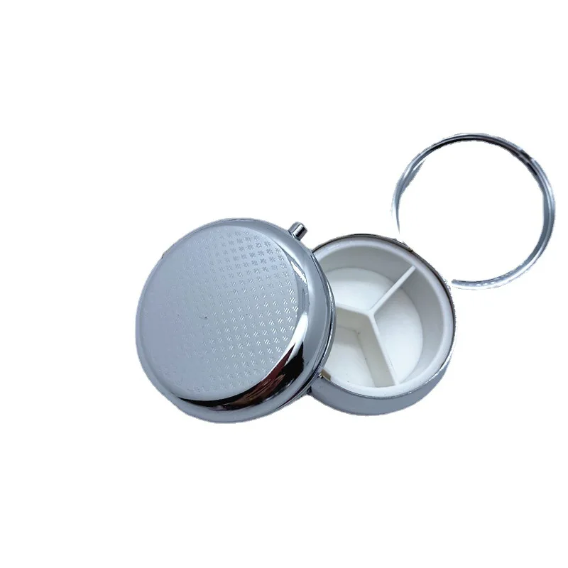 Embroid Vintage Animals Pill Boxes Holder Metal Round 3 Grids Medicine Case Small Portable Container Splitters MR002