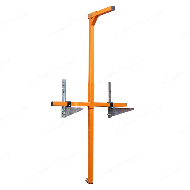 Lifting and dismantling of air conditioner with small crane, lifting and hoisting of air conditioner with hand cranked winch