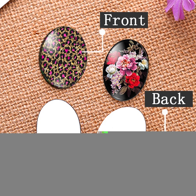 Beautiful Flowers Art Paintings 10pcs 13x18mm/18x25mm/30x40mm Oval photo glass cabochon demo flat back Making findings