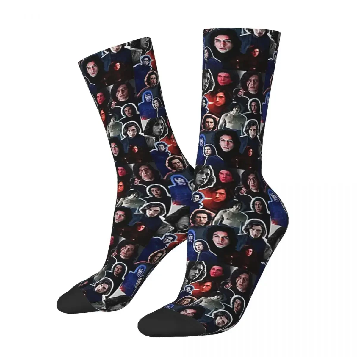 Adam Driver As BenKylo Collage Edit Socks Harajuku Sweat Absorbing Stockings All Season Long Socks for Unisex Birthday Present