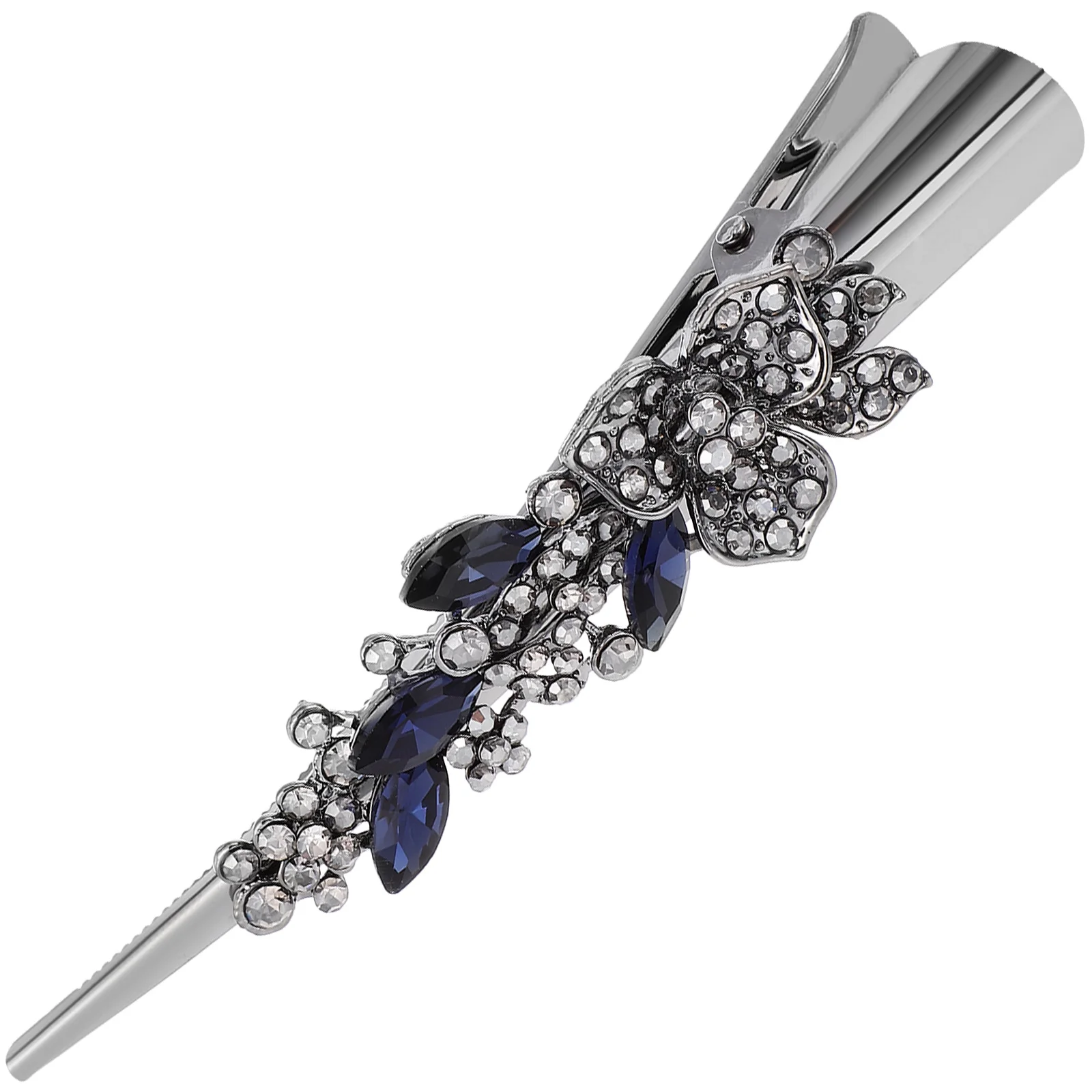 

Rhinestone Alligator Hair Clip Vintage Floral Design Elegant Party Styling Barrette Sparkly Bling Hair Accessory