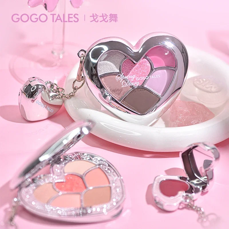 GOGO TALES Cosmetics 3IN1 Eyeshadow Lip Gloss Set Comprehensive Disc Mirror Lipstick Matte Eyes Blush Long-lasting Makeup