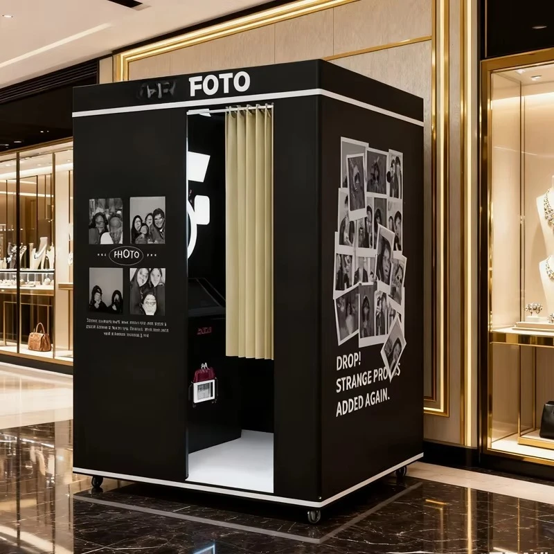 Commercial Vogue Photobooth Supplier Custom Coin Operated Self Service Machine with Camera and Printer Function