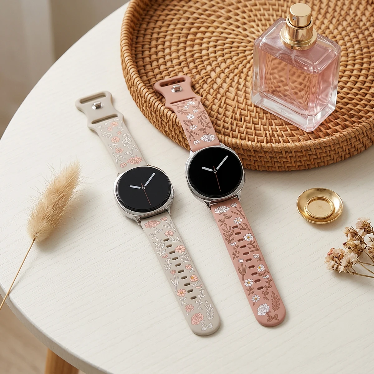 Silicone Engraved Strap for Samsung Galaxy Watch 8 40 44mm Floral Prints Bracelet for Samsung Galaxy Watch 8 Classic 46 Mm Band