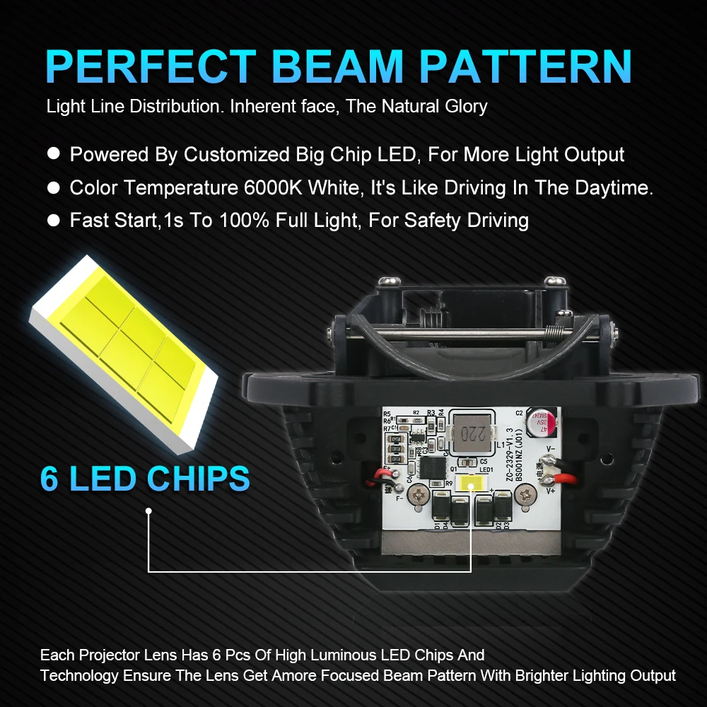 Lupu 3.0 Inch Bi Led Projector Lens Halo Light H4 H7 Car Headlights Angel Eyes High Low Beam 9005 9006 LED Auto Retrofit Lamp view 2