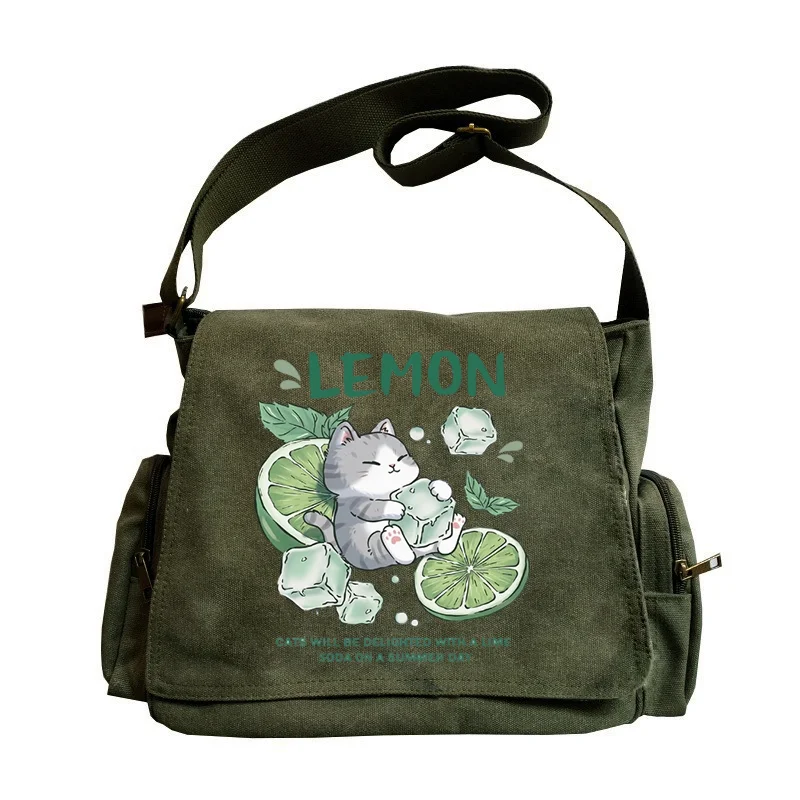 

Retro Old Women's Bag Green Fresh Pattern Small Shoulder Large Capacity New Fashion Vintage Print Crossbody
