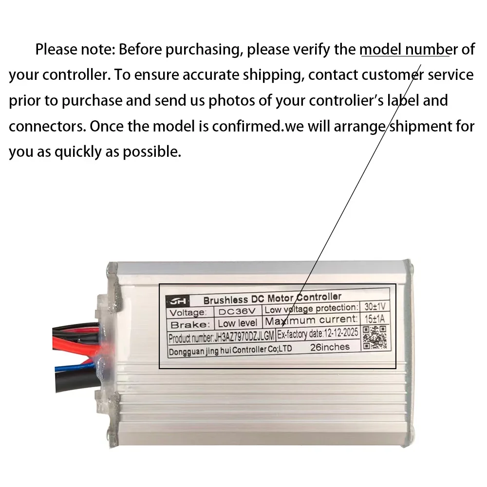 

Nulkomma 36V 15A Brushless Motor Controller for Ebike JH3AZ7970DZJLGM Display Speed Controller with Built-in ESC for Electric Sc