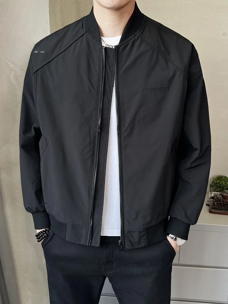 

Мужская куртка-бомбер с бейсбольным воротником, свободного кроя, повседневная, осенняя, модная, молодежная, из полиэстера, ветрозащитная, на молнии, с декоративными элементами