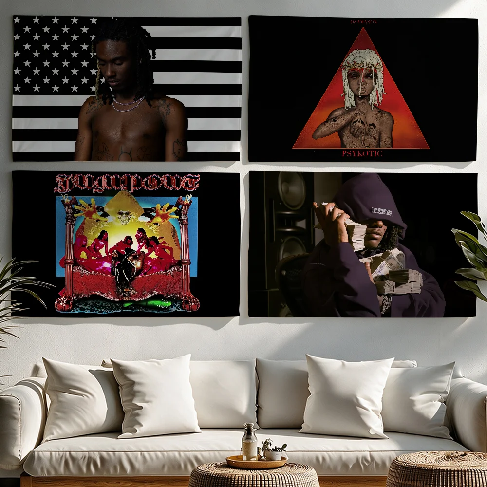 American Rapper OsamaSon flag Tapestries Outdoor Parties Bedrooms Living Rooms Dorm Rooms Wall Decor Banners Gifts
