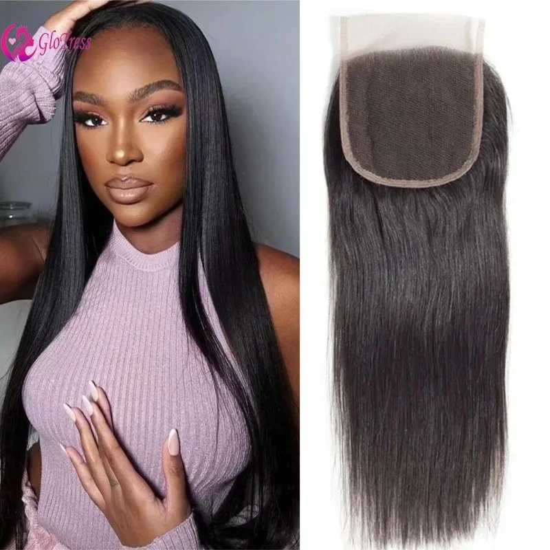 4X4 Transparent Lace Closure Straight Human Hair Extensions 12A Brazilian Virgin Remy 100% Unprocessed Natural Color 1PC