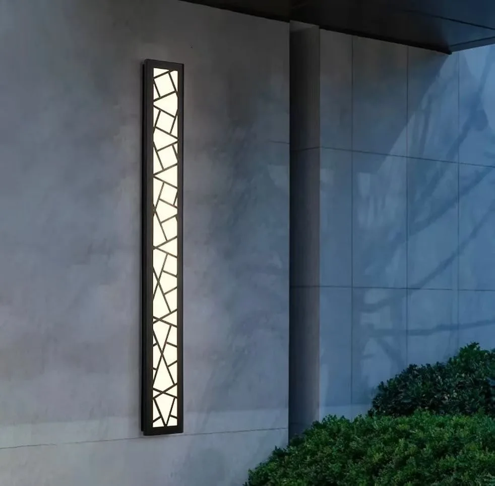 Modern Simple Metal Hollowing LED Waterproof Outdoor 12CM Wide Wall Lamp IP65 Stainless Steel Patio Porch 110V220V Garden Light