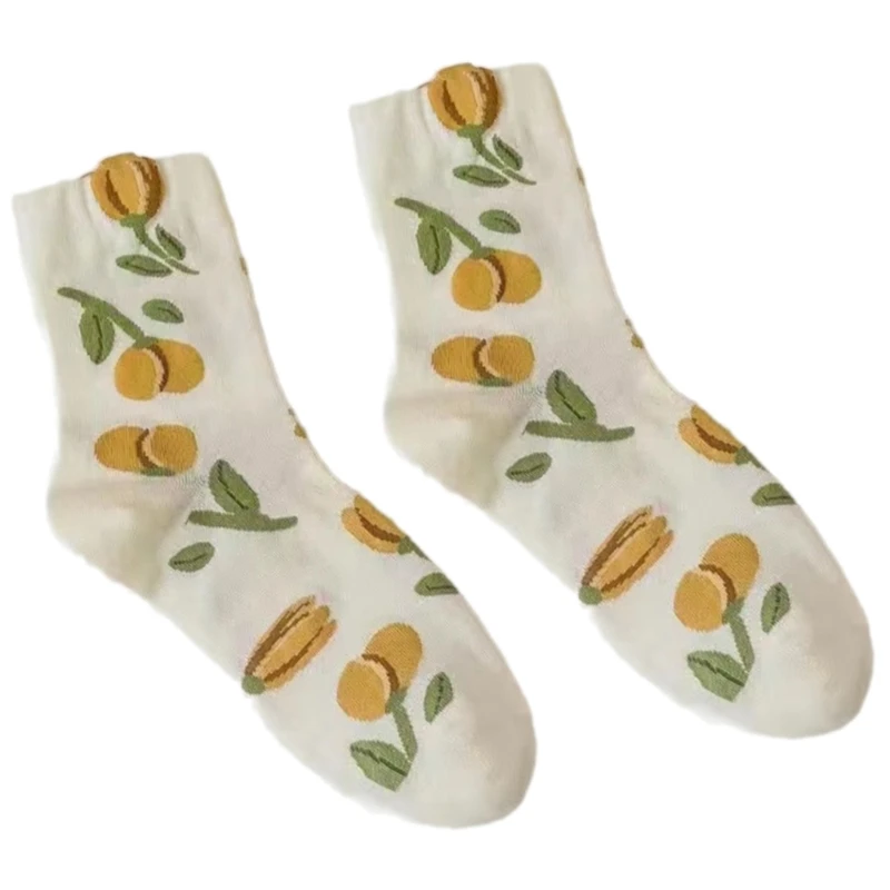 Sweet Flower Socks Midcalf Socks For Female and Girls Popular Korean Styles Middle Tube Socks Comfortable and Breathable image 4