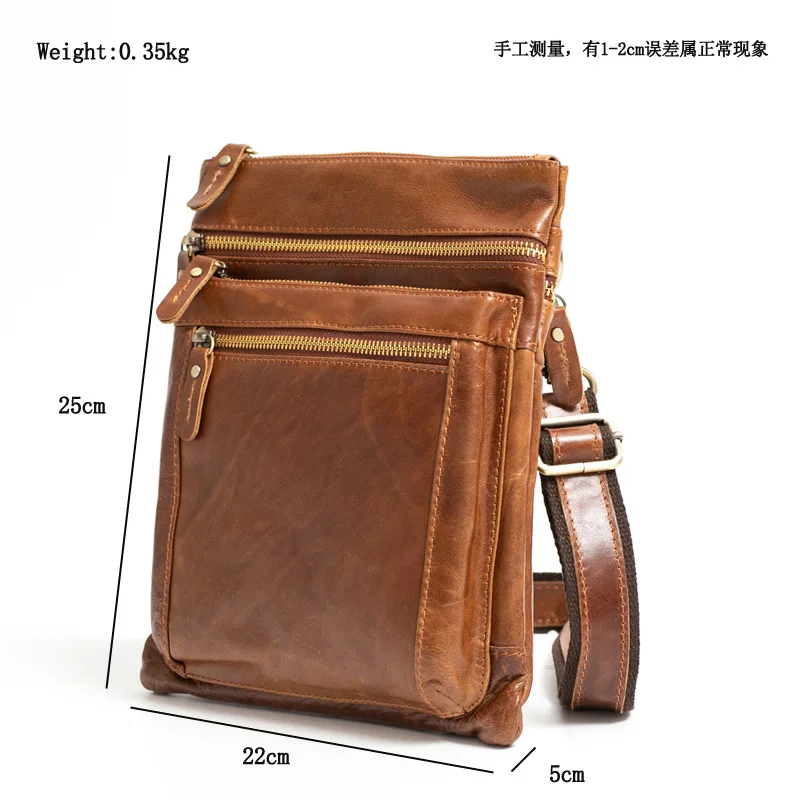 Vintage Genuine Leather Men\'s Shoulder Bag Handbag Male Crossbody Bag for Ipad Man Business Portable Tote Messenger Tablet Bag