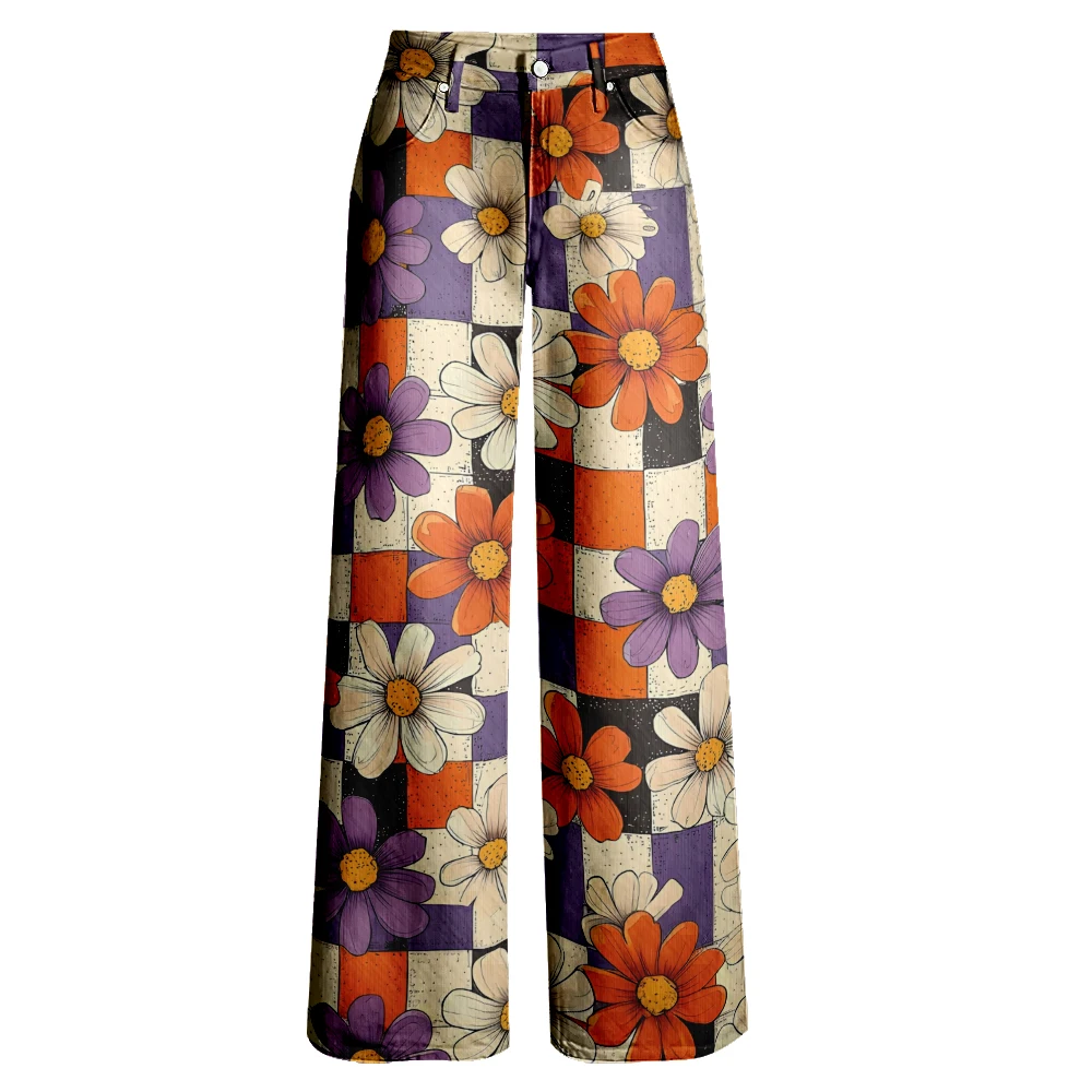 Neue Retro-bedruckte Hose, weite Beine, aztekischer Leopardenmuster, böhmische Streetwear, locker, Partyhose, große Taille