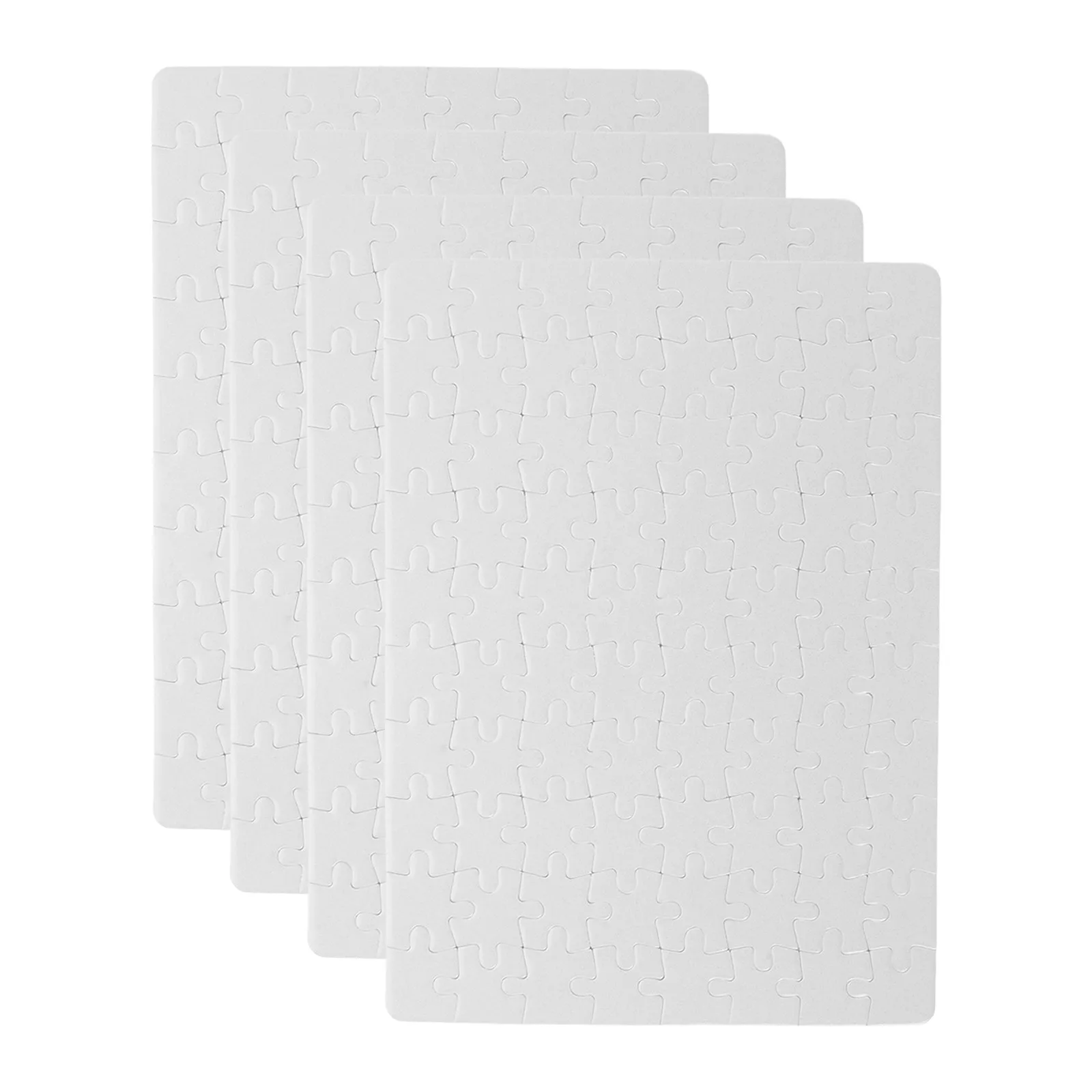 

4 белых листа-заготовки для пазлов, пустые элементы для сублимации, термотрансферной печати, творческого рисования, игрушка-головоломка