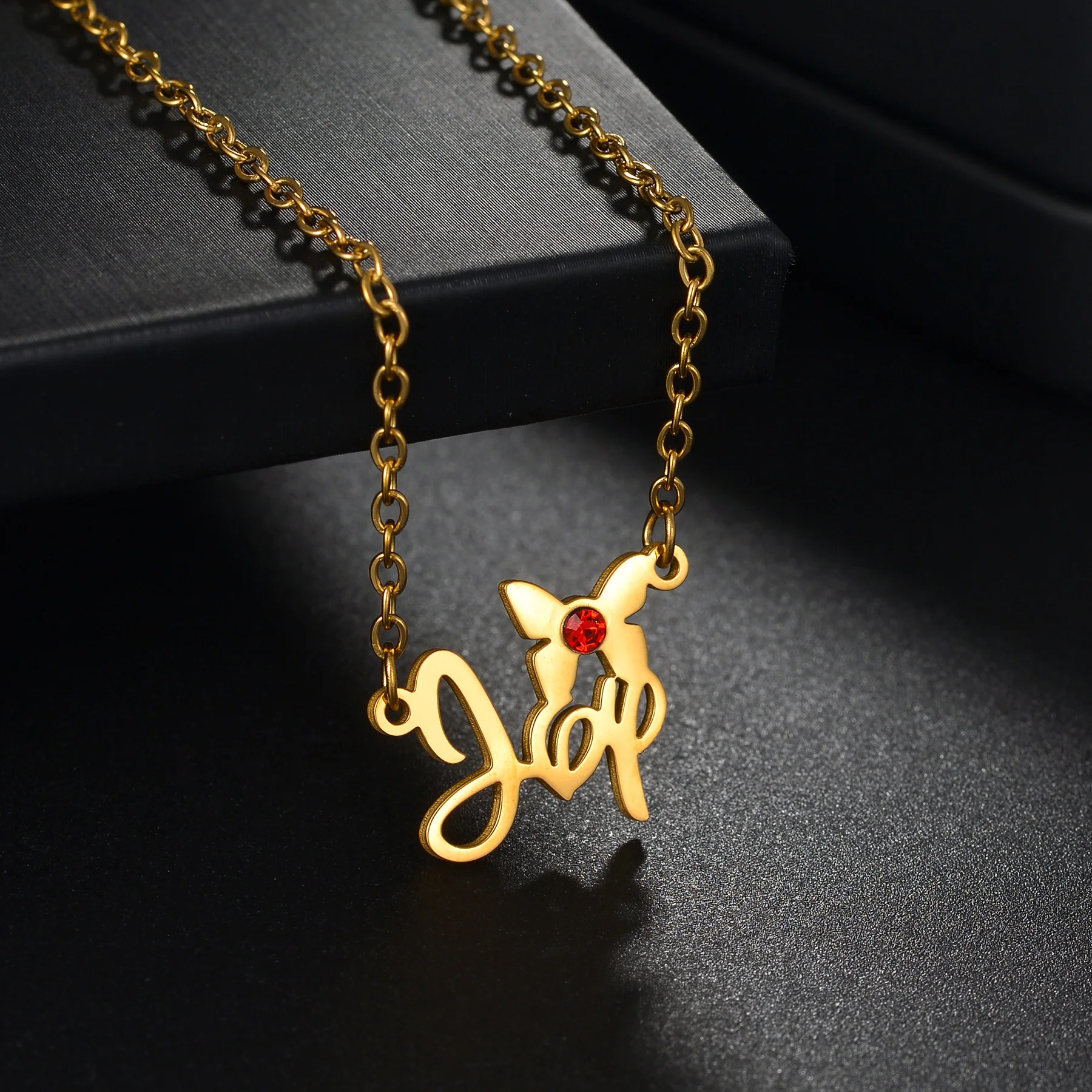 Atoztide Customชื่อสร้อยคอผู้หญิงZirconมงกุฎผีเสื้อเครื่องประดับสแตนเลสChoker Chainส่วนบุคคลของขวัญวันเกิด