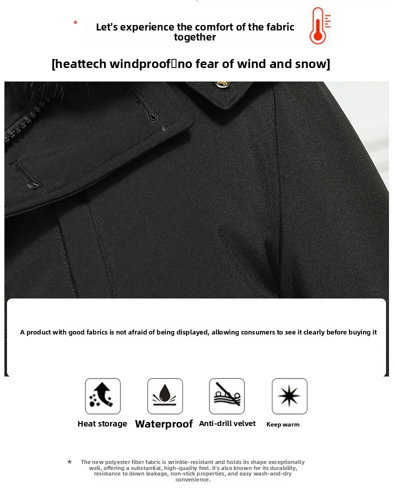 Men's Down Coat And Parkas Windbreaker Puffer Jacket Overcoat Winter Padding Man White Goose Down Jacket Removable Liner HXY1273