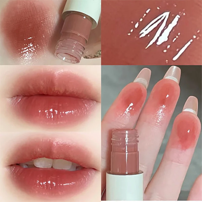 6Color Shiny Nourish Mirror Water Lipgloss Long-Lasting Glossy Liquid Lipstick Waterproof Non-Stick Cup Moisturizing Lip Cosmeti