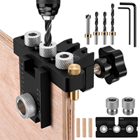Woodworking 3 In 1 Doweling Jig Kit -Adjustable Wood Dowel Punch Locator Aluminum Pocket Hole Jig, Cabinet Hole Drill Guide Tool