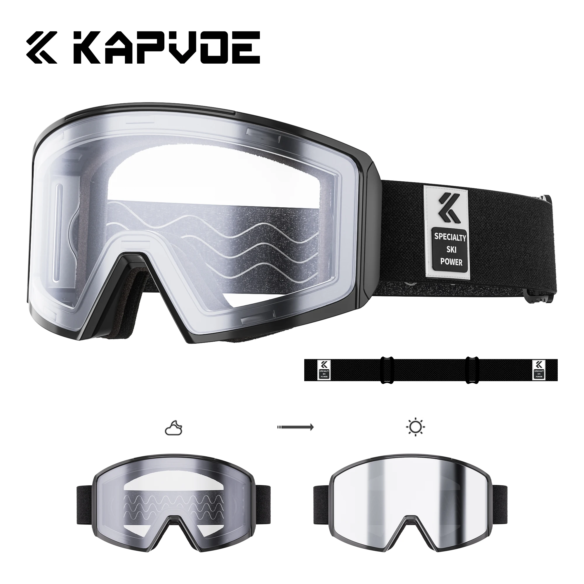Kapvoe نظارات الثلج اللونية للتزلج على الجليد قناع مضاد للضباب للرجال والنساء طقم نظارات UV400 نظارات الثلج الشتاء
