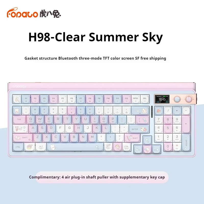 Fopato H98 Bad Cat Mechanical Keyboard Wireless Bluetooth Three Mode Customized Gasket Structure Full Keys Hot Swap Pc Accessory