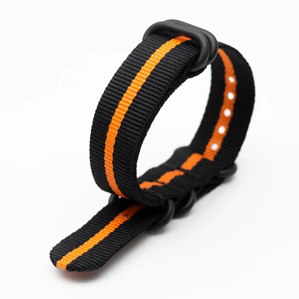 Replacement Wristband  Advanced Watch Black-Orange Striped Strap Adjustable Premium Nylon Band 18/20/22/24MM Watch Accessoriss