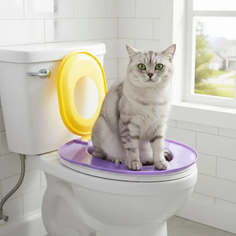 Cat Toilet Training System Cat Toilet Training Kit Teach To Use Reusable Cat Sandbox Toilet Seat Training Kit Training Seat Tool