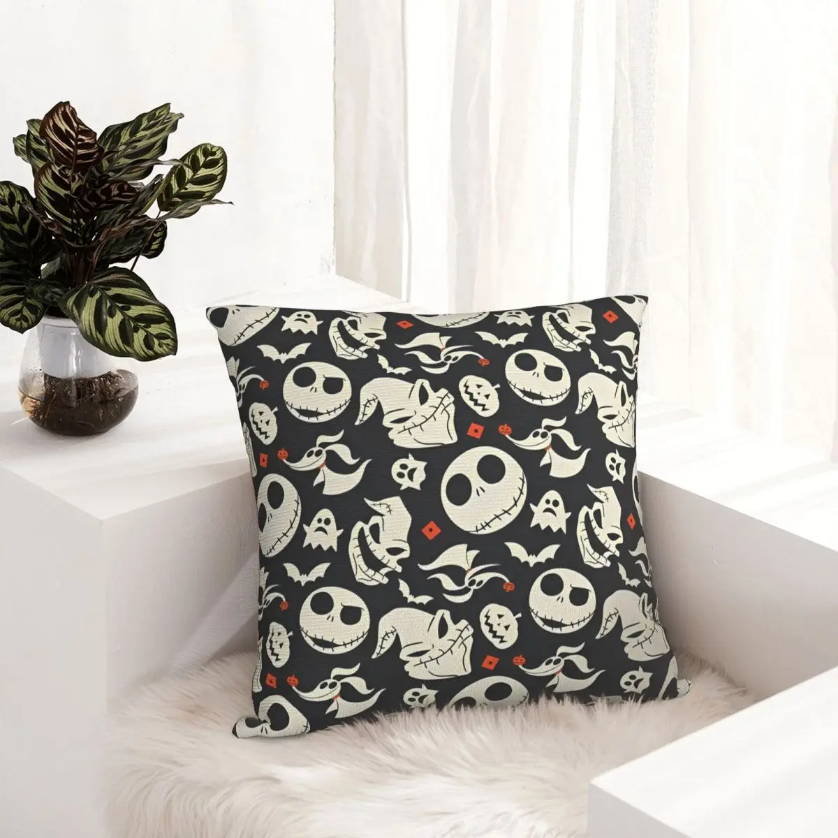 كابوس قبل عيد الميلاد والهالوين كيس وسادة مربع غطاء الوسادة انغلق غطاء وسادة رمية مزخرفة للمنزل #3