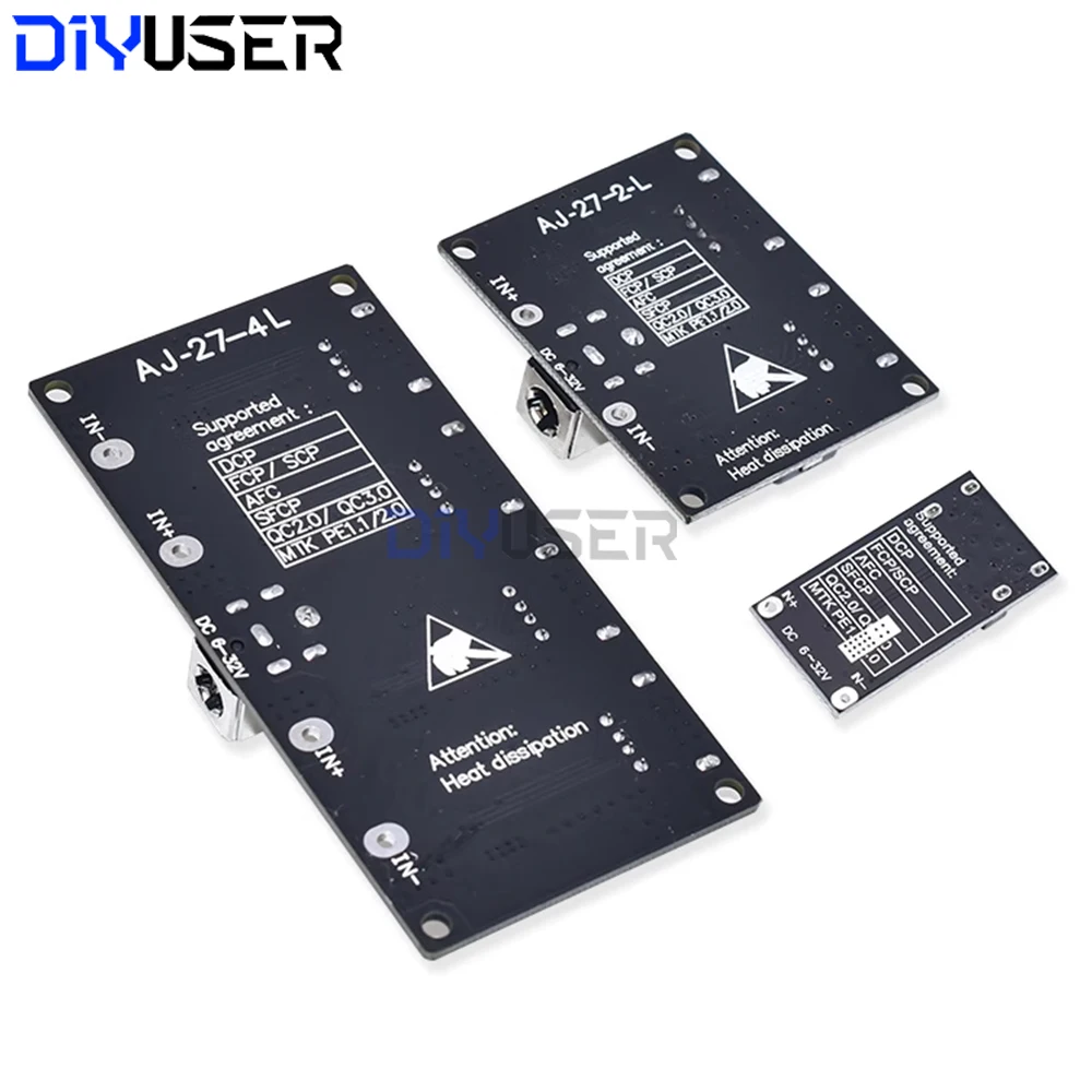 QC3.0 QC2.0 Fast Charger Module, DC-DC Buck Converter 6-32V to 5V 9V 12V USB Quick Charge Circuit Board for Car Phone DIY