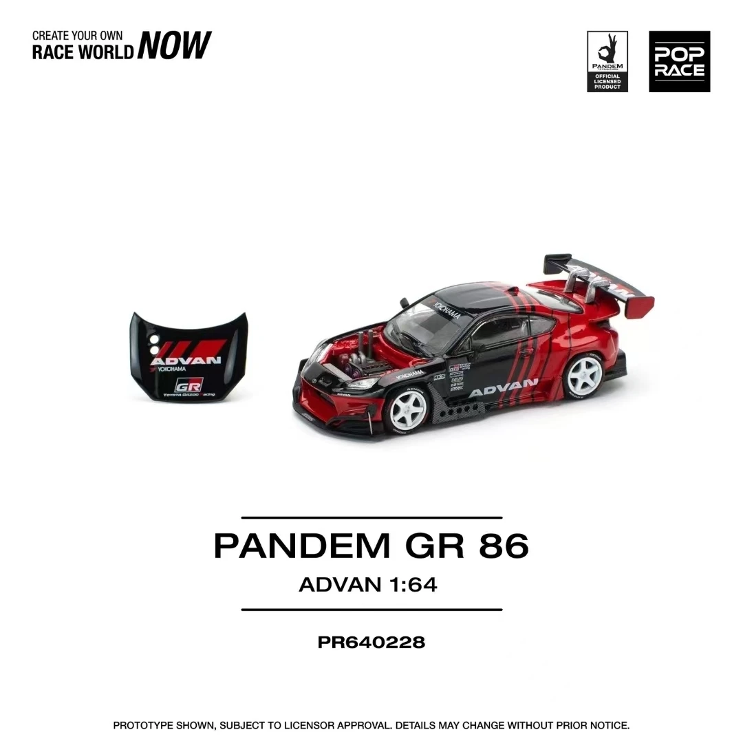 Pré-venda pop race 1:64 pandem gr86 zn8 2022 foguete coelho advan diecast diorama modelo de carro brinquedo