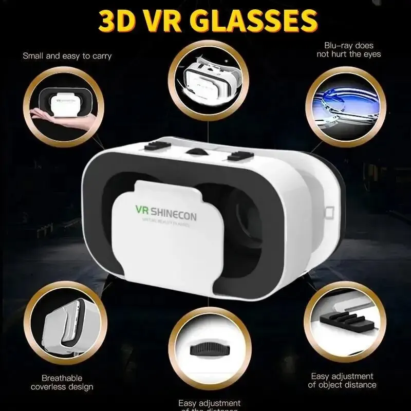 G05 3D VR SHINECON Glasses Headset Headmounted Virtual Reality Adjustable VR Glasses for 4.76inches Android Smart Phones