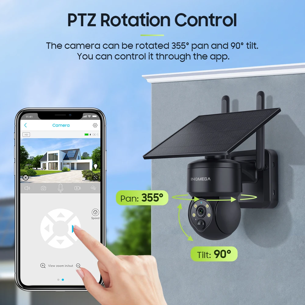 INQMEGA 8MP TUYA Telecamera solare Rilevazione movimento PIR, può essere installata separatamente, Video sorveglianza CCTV Supporta Alexa