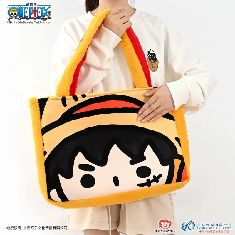 

Anime One Piece Tote Bag Cartoon Luffy Roronoa Zoro Tony Tony Chopper Y2K Plush Shoulder Bags Cute Handbag Christmas Gifts