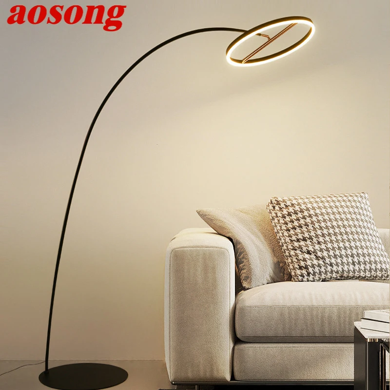 

AOSONG Nordic Fishing Floor Lamp ModernFamily Living Room Beside The Sofa Creative LED Minimalism Standing Light