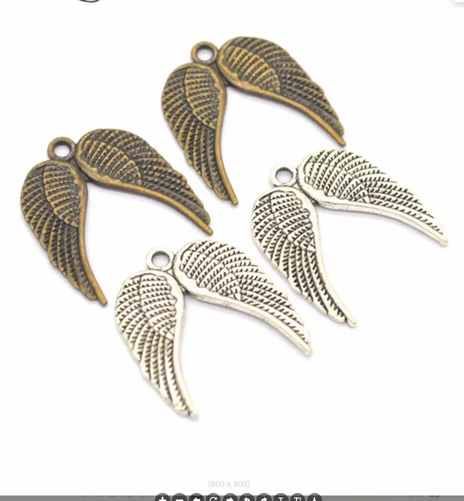 40pcs New Product Antique silver color wing Charms Pendant Jewelry Metal Alloy Jewelry Marking 21*9mm F0260