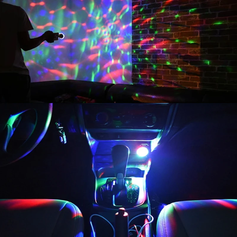 

Автомобильный USB окружающий свет DJ RGB Мини Красочный музыкальный звук Светодиодный USB-интерфейс Праздничная вечеринка Атмосфера Авто интерьер Купол Багажник Лампа
