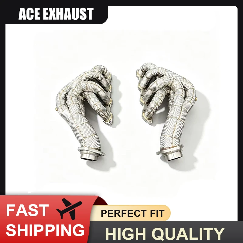 Downpipe-Krümmer mit Hitzeschutz für Ferrari F430 4.3L V8 SS304, Tuning-Zubehör, Schalldämpfer, Auspuffanlagen – Detail 4