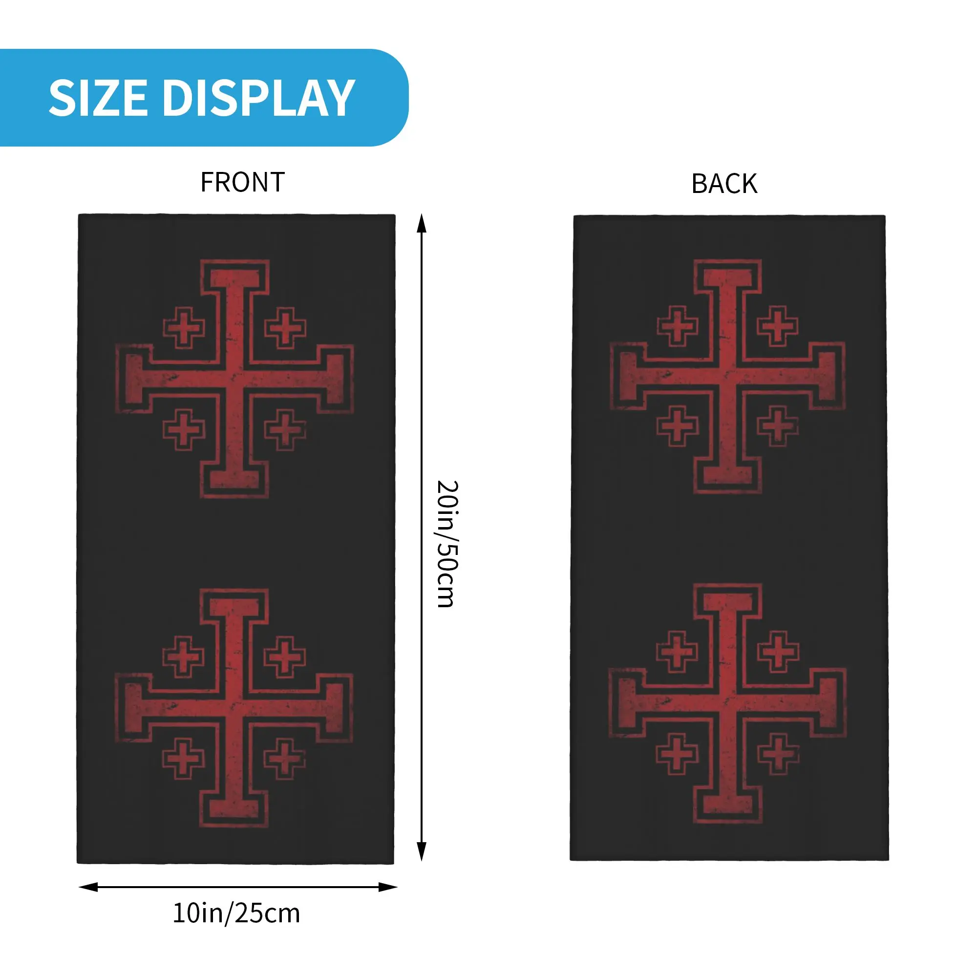 Jerusalem Cross Medieval Knights Cross Crusader Bandana Neck Gaiter Balaclavas Magic Scarf Print Catholic Headband Hiking Adult