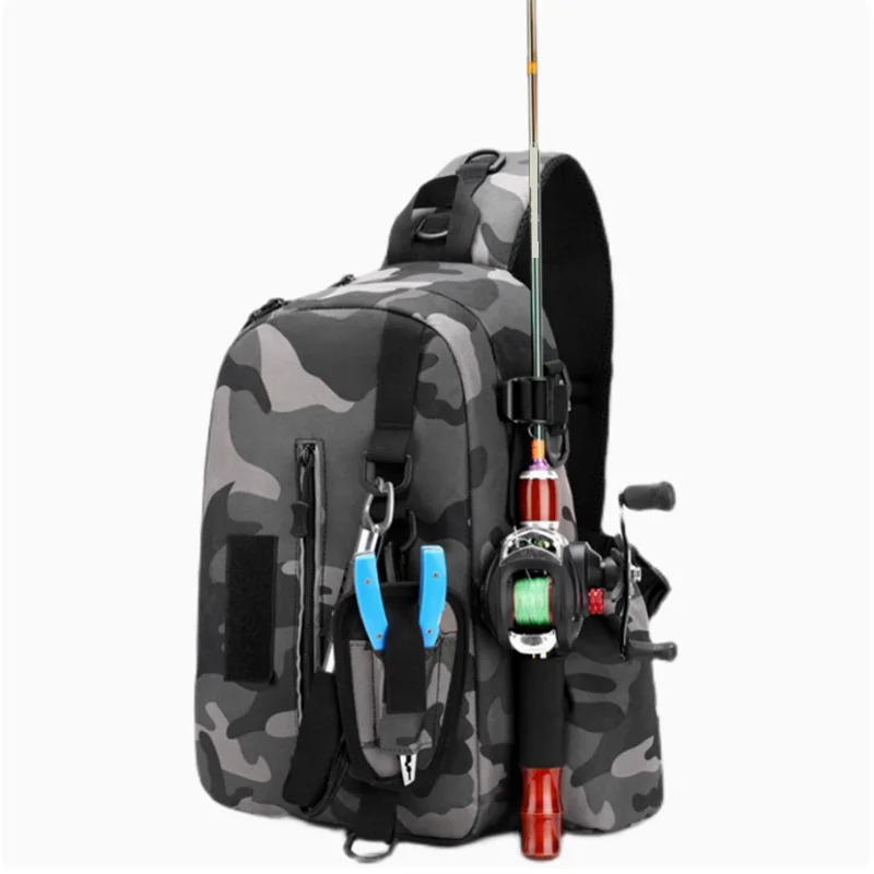 Fishing Tackle Bag Crossbody Shoulder Bag Adjustable Fishing Tackle Storage Chest Pack Multifunctional Waterproof Sling Backpack