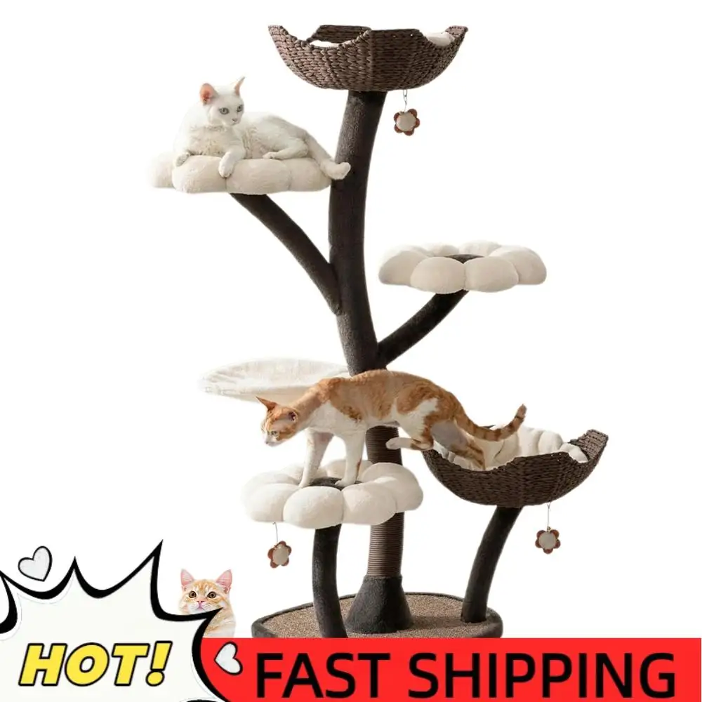 

Многоуровневая мебель для кошек 59 дюймов с когтеточками, декоративная лазалка, разборная многоуровневая мебель для животных, подарок для питомца